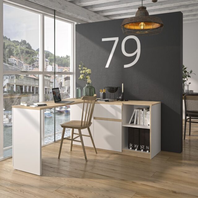 Bureau Draaibaar Gibril 8211 Wit Eiken 8211 Draaibaar