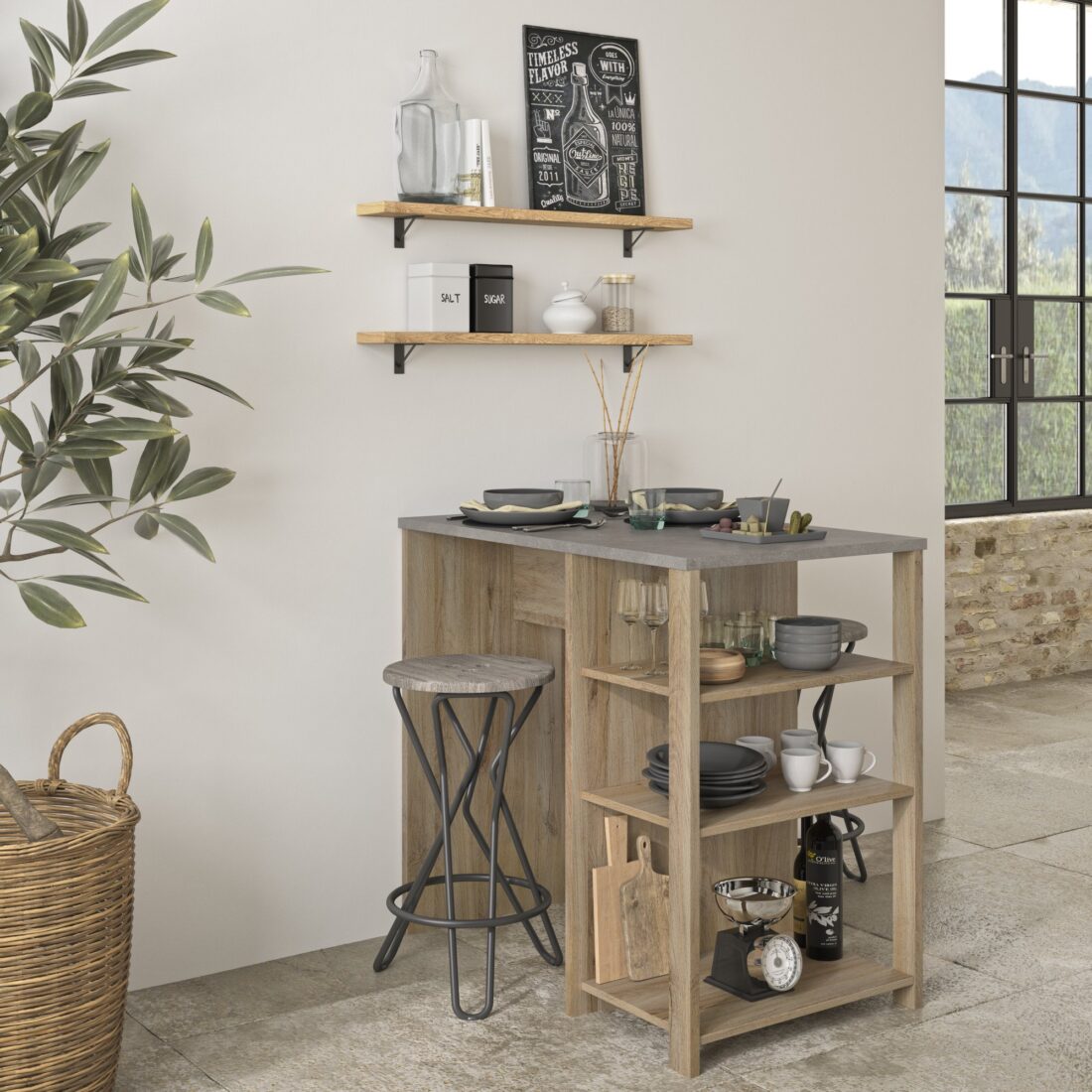 Bartafel Tandem 8211 Licht Eiken Grijs