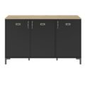 Dressoir Manchester - Helvezia eikenlook / Zwart - 3-deurs