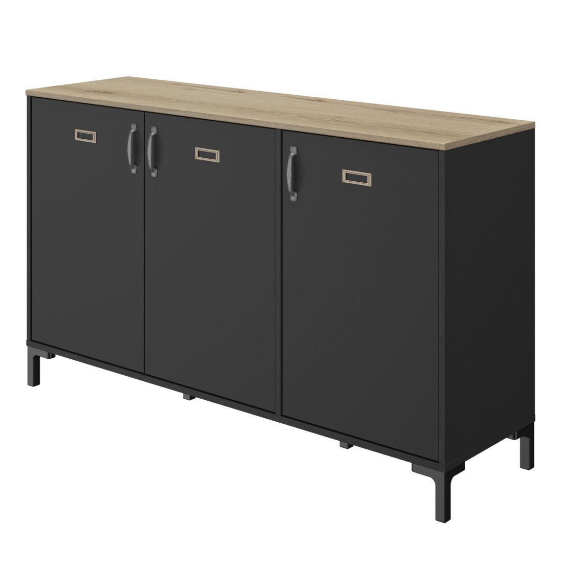 Dressoir Manchester 8211 Helvezia Eikenlook Zwart 8211 3 Deurs