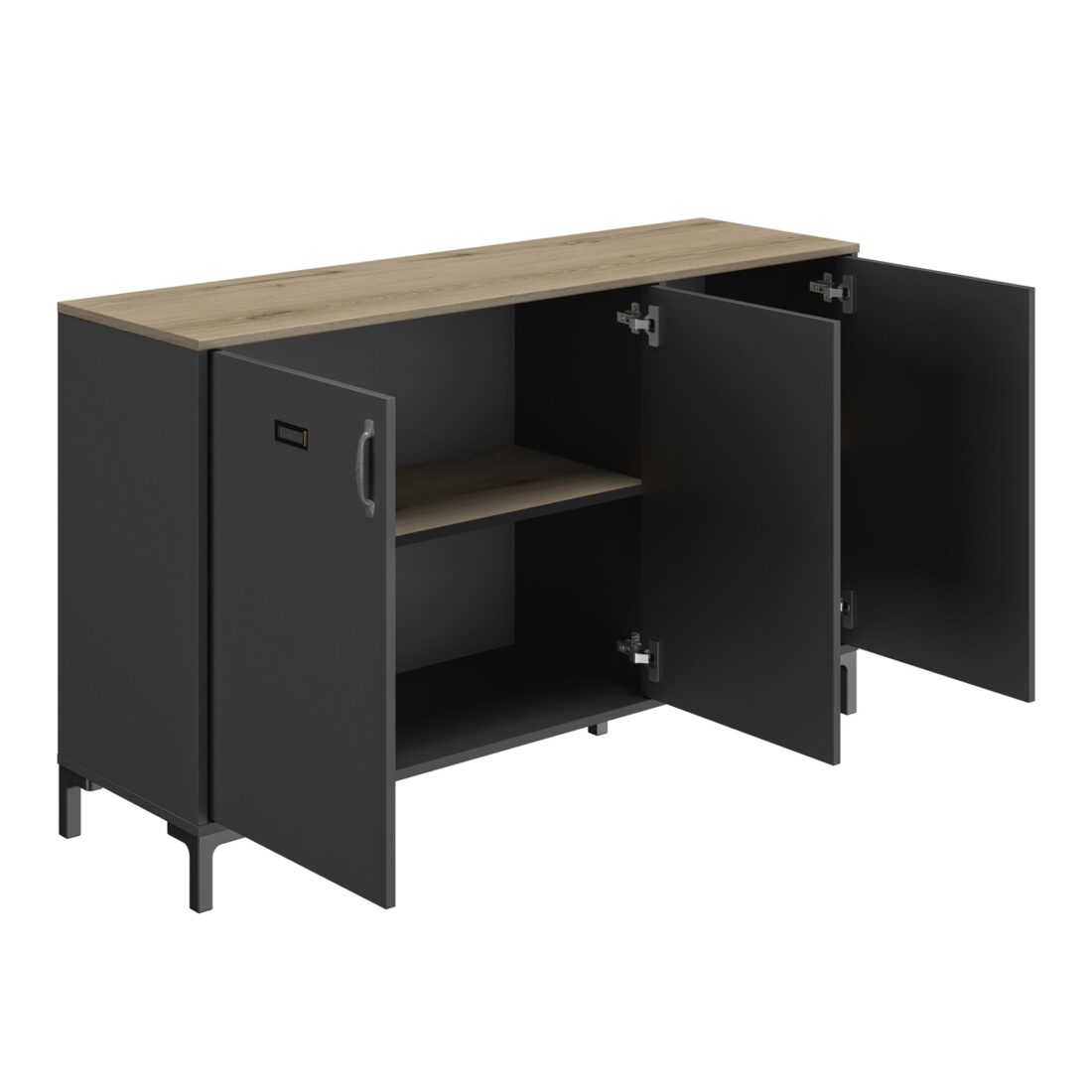 Dressoir Manchester 8211 Helvezia Eikenlook Zwart 8211 3 Deurs