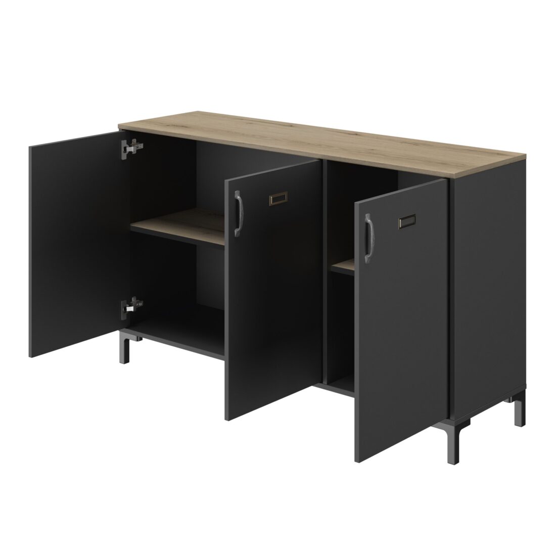 Dressoir Manchester 8211 Helvezia Eikenlook Zwart 8211 3 Deurs