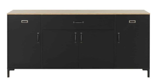 Dressoir Manchester 8211 Zwart Eiken Helvezia 8211 4 Deuren En Lade