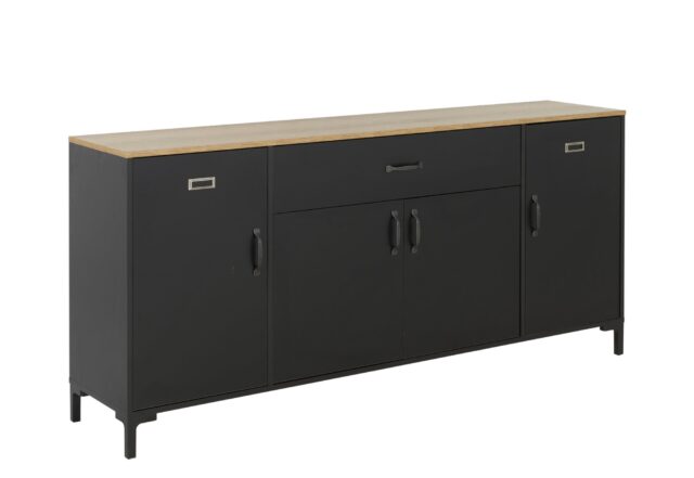 Dressoir Manchester 8211 Zwart Eiken Helvezia 8211 4 Deuren En Lade