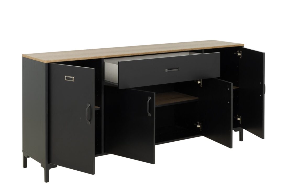 Dressoir Manchester 8211 Zwart Eiken Helvezia 8211 4 Deuren En Lade