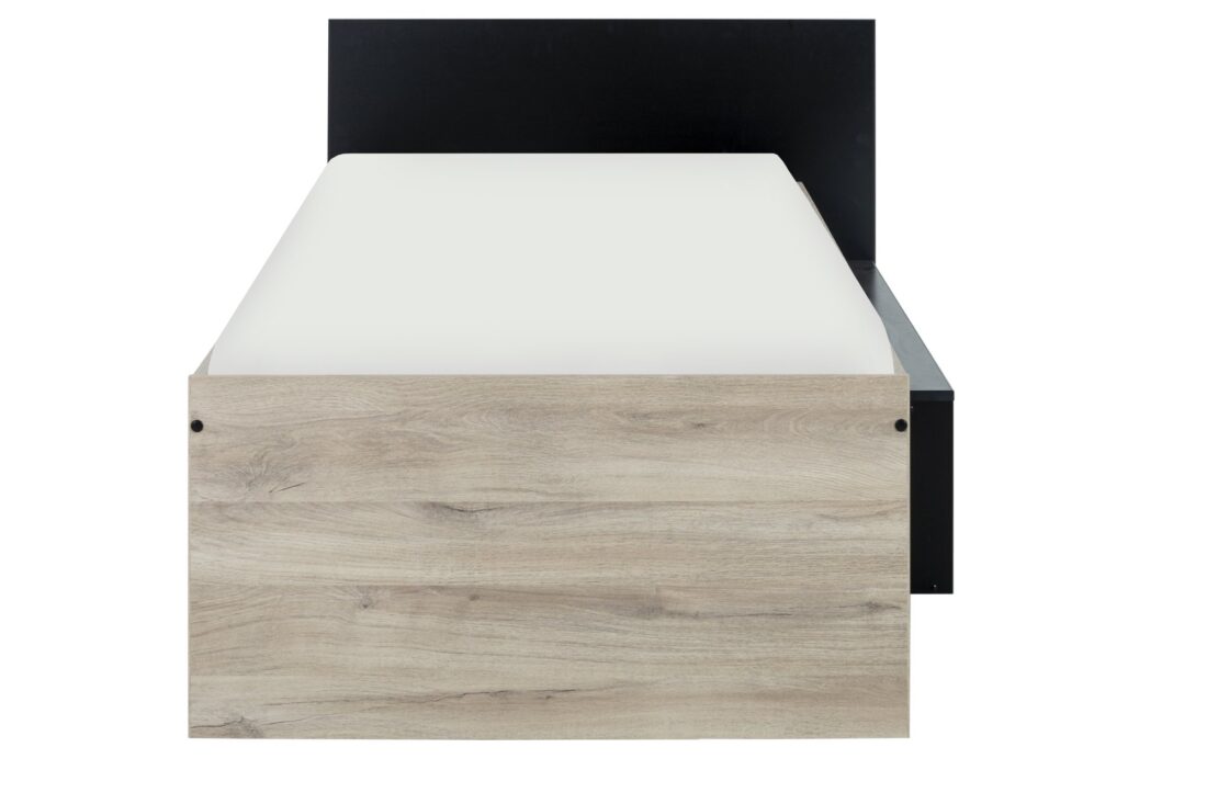 Ledikant Erquy 8211 Licht Eiken Afwerking Zwart 8211 90 215 200 Cm