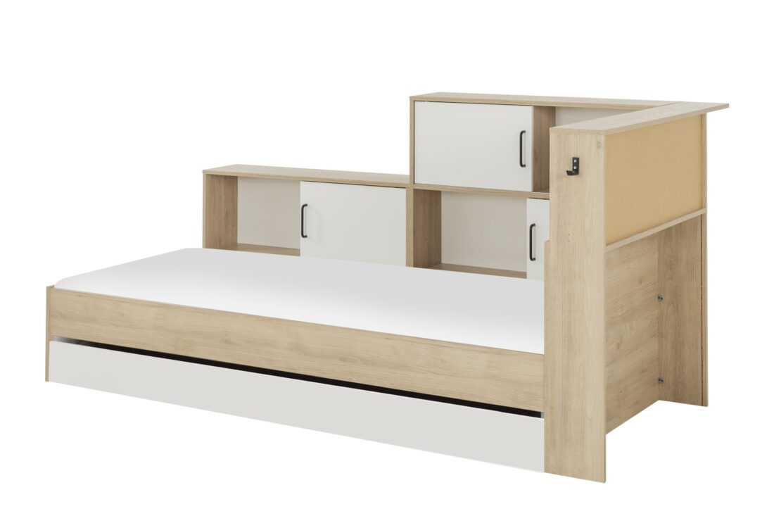 Opbergledikant Erwan 8211 Kastanje Finish Wit 8211 90 215 200 Cm Opbergledikant Erwan 8211 Kastanje Finish Wit 8211 90 215 200 Cm