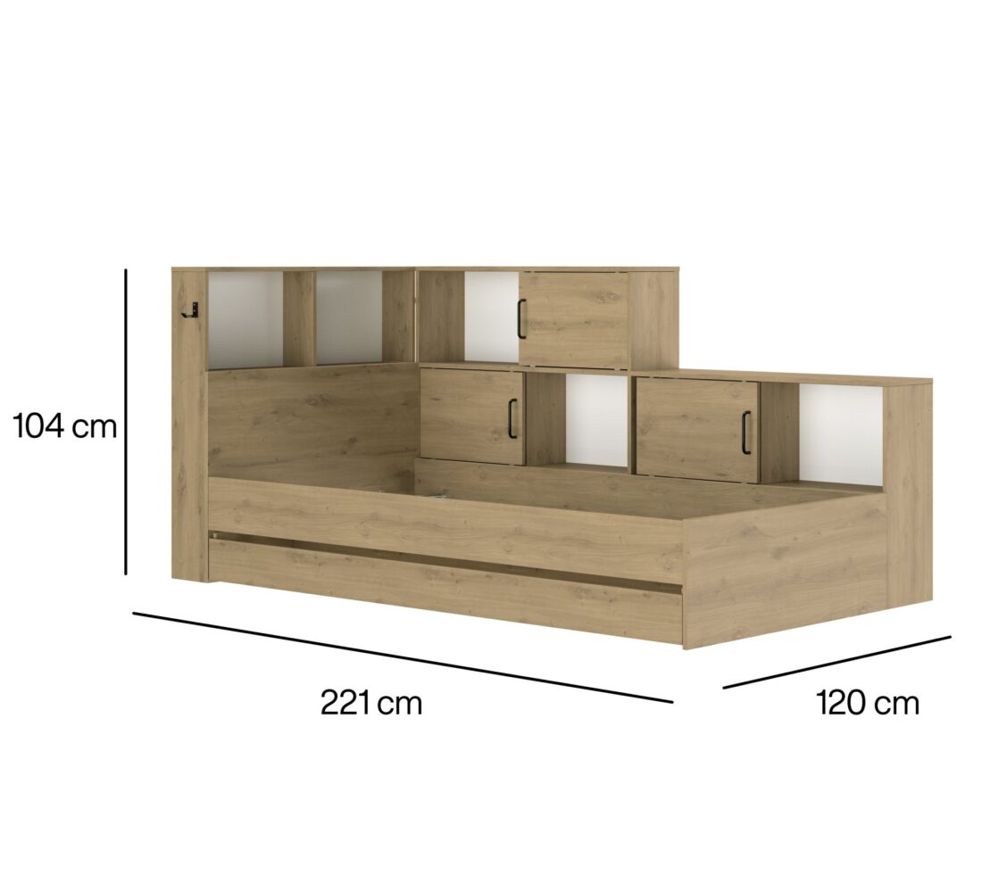 Opbergledikant Erwan 8211 Chene Artisan Melamine 8211 90 215 200 Cm Opbergledikant Erwan 8211 Chene Artisan Melamine 8211 90 215 200 Cm