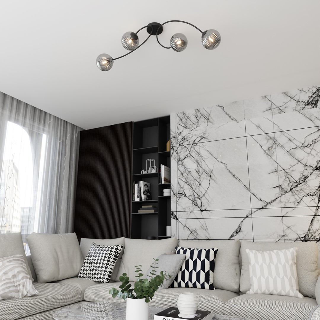 Plafondlamp Vibra 8211 Zwart Grafiet 8211 4 Lamps