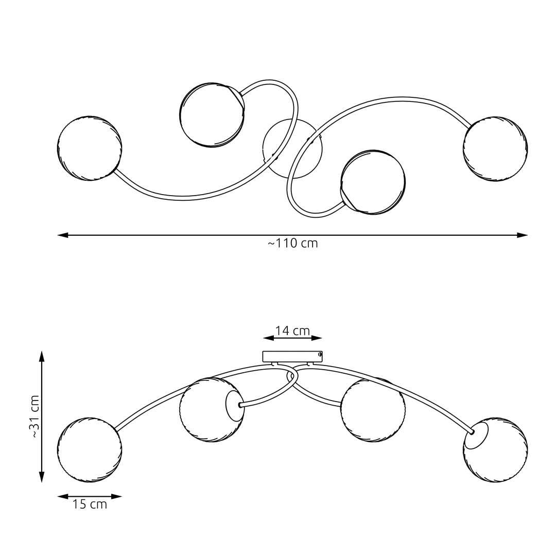Plafondlamp Vibra 8211 Zwart Grafiet 8211 4 Lamps