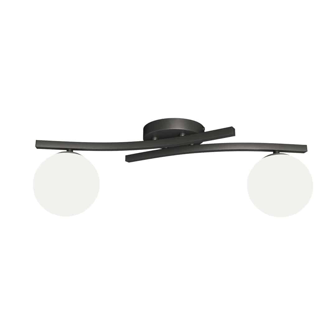 Plafondlamp Opus 8211 Zwart Opaal Glas 8211 2 Lamps