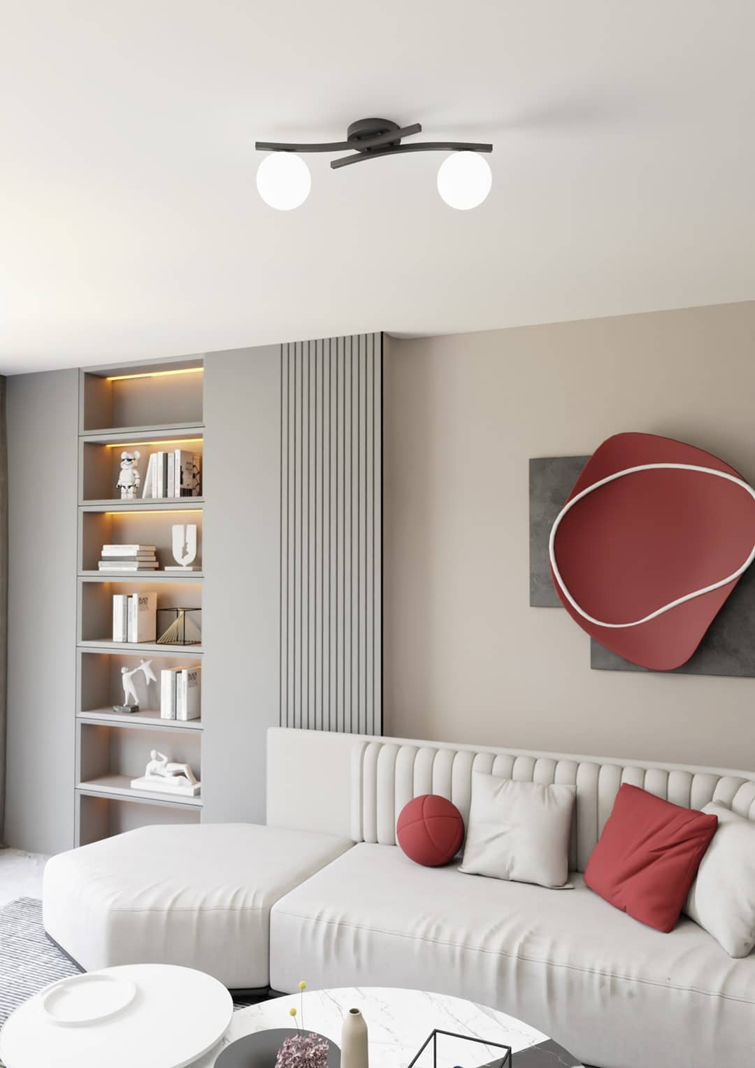 Plafondlamp Opus 8211 Zwart Opaal Glas 8211 2 Lamps