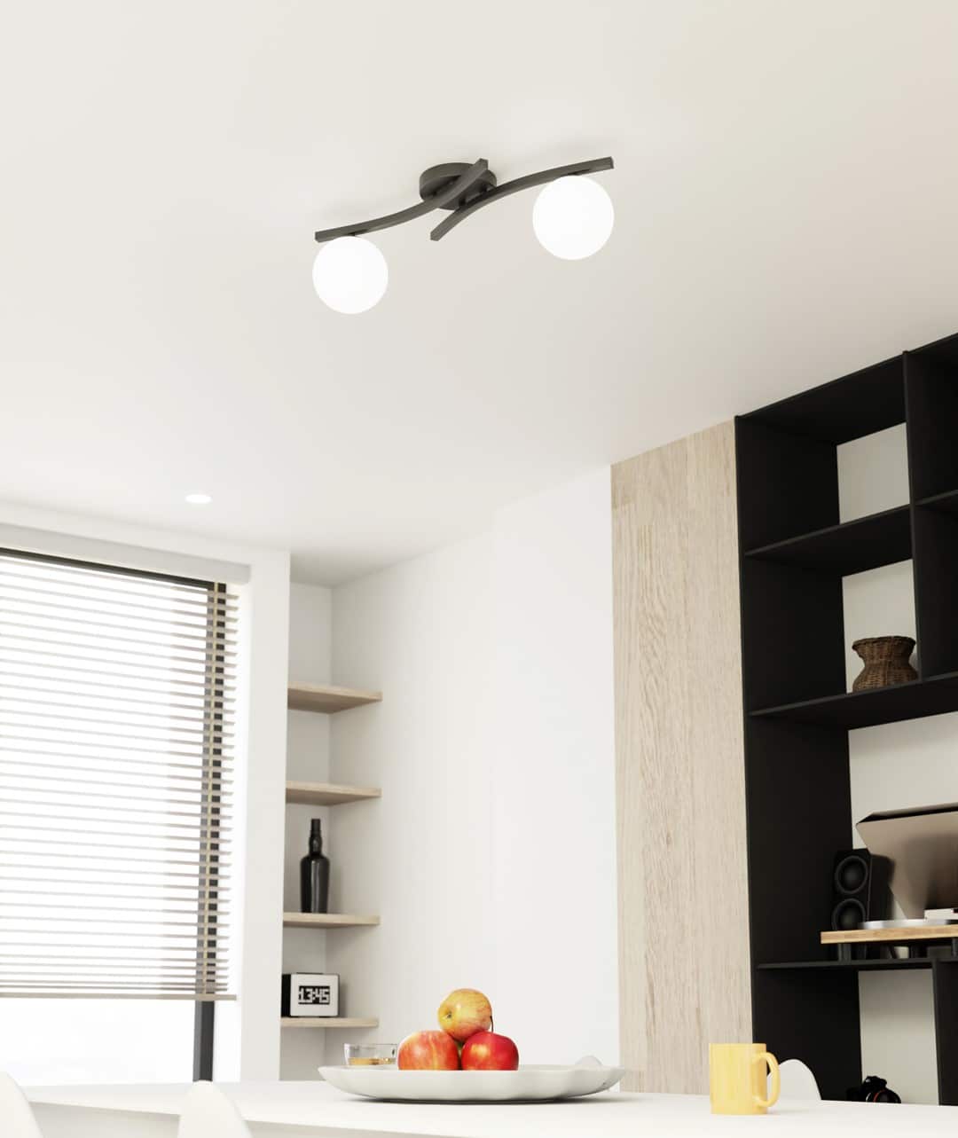 Plafondlamp Opus 8211 Zwart Opaal Glas 8211 2 Lamps