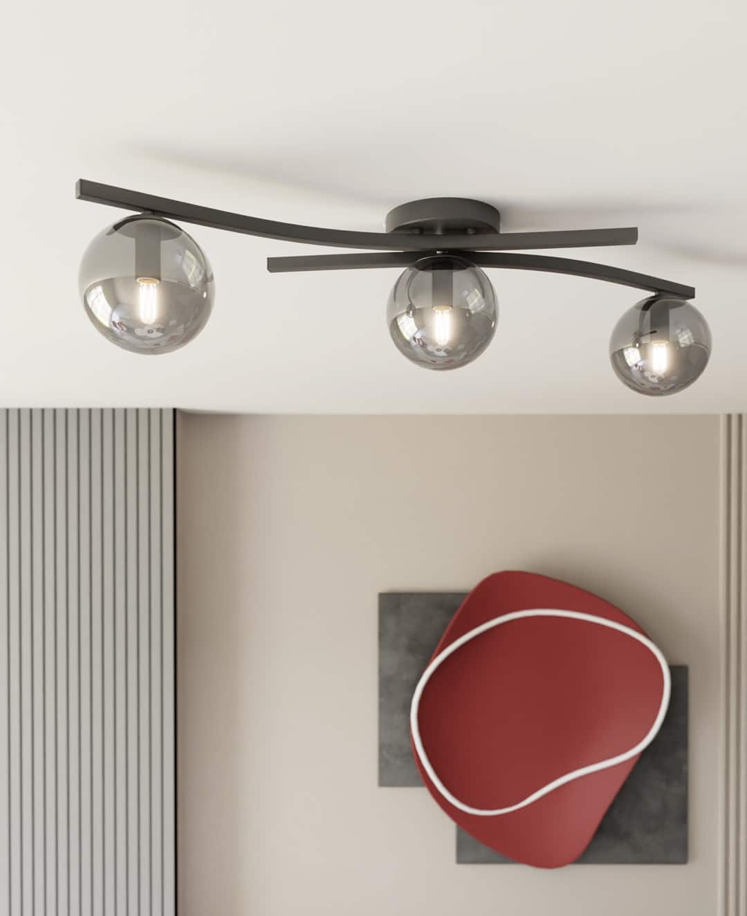 Plafondlamp Opus 8211 Zwart Grafiet Glas 8211 3 Lamps