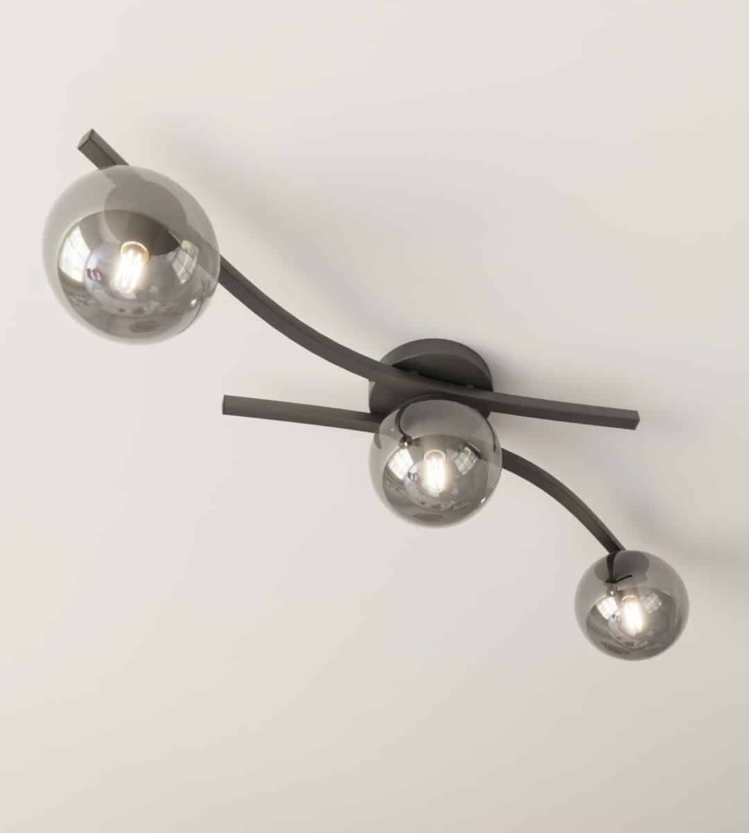 Plafondlamp Opus 8211 Zwart Grafiet Glas 8211 3 Lamps