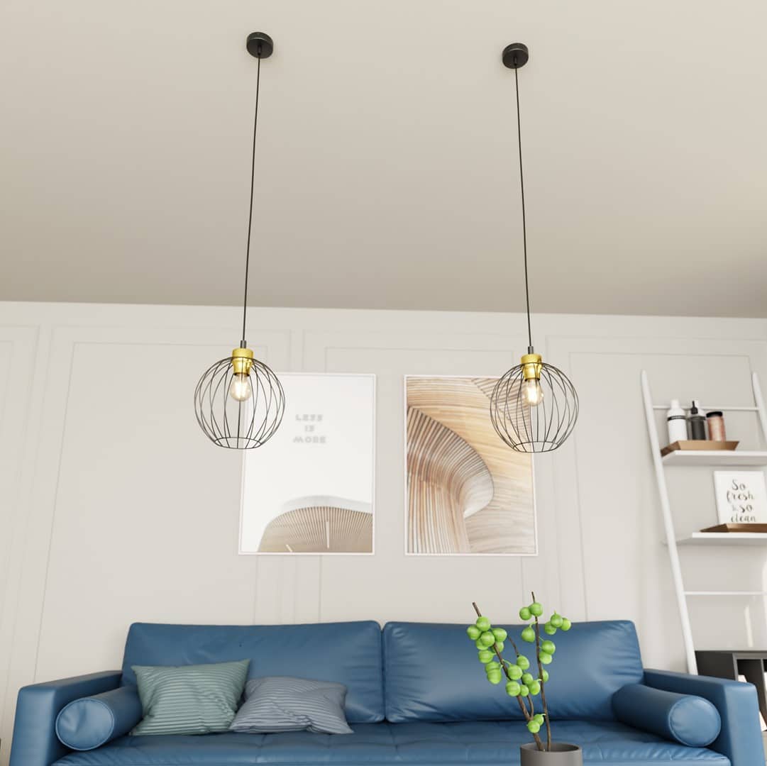 Hanglamp Nando 8211 Zwart Goudkleur 8211 1 Lamps