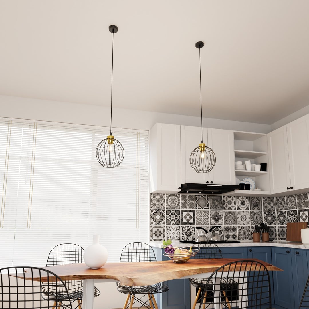 Hanglamp Nando 8211 Zwart Goudkleur 8211 1 Lamps