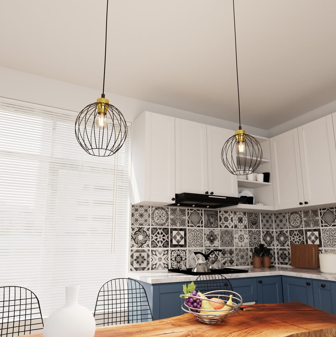 Hanglamp Nando 8211 Zwart Goudkleur 8211 1 Lamps