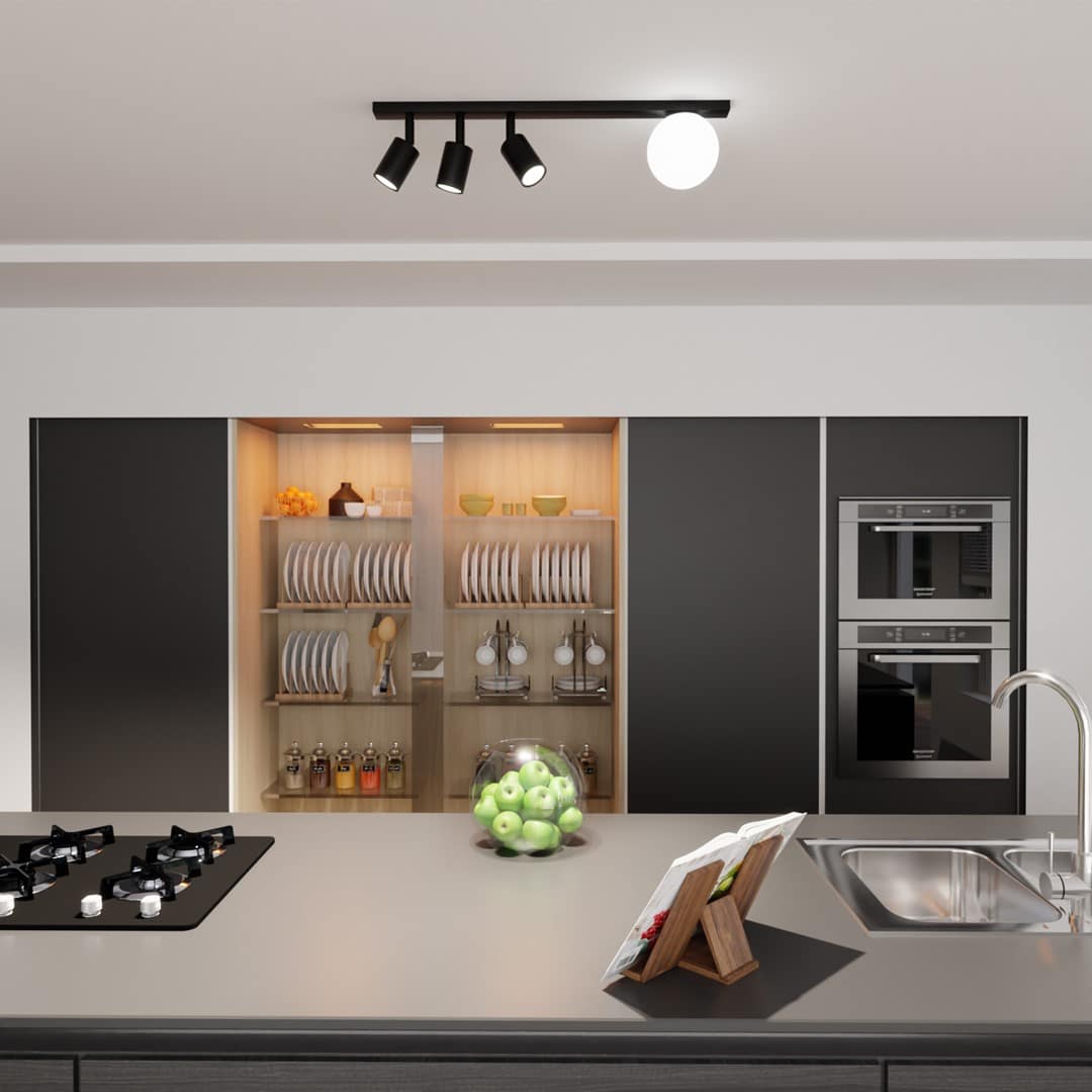 Plafondlamp Baster 8211 Zwart 8211 3 Spots En Glazen Kap Plafondlamp Baster 8211 Zwart 8211 3 Spots En Glazen Kap