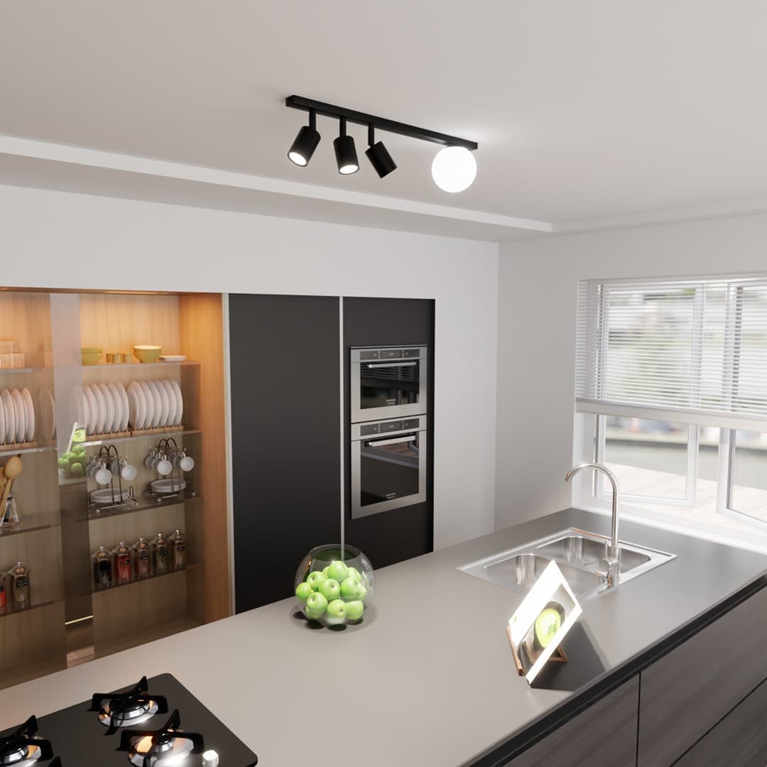 Plafondlamp Baster 8211 Zwart 8211 3 Spots En Glazen Kap Plafondlamp Baster 8211 Zwart 8211 3 Spots En Glazen Kap