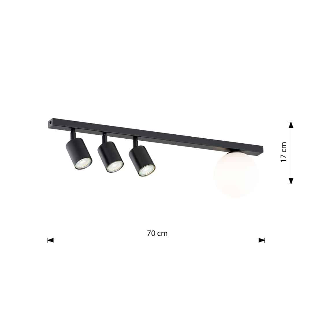 Plafondlamp Baster 8211 Zwart 8211 3 Spots En Glazen Kap Plafondlamp Baster 8211 Zwart 8211 3 Spots En Glazen Kap