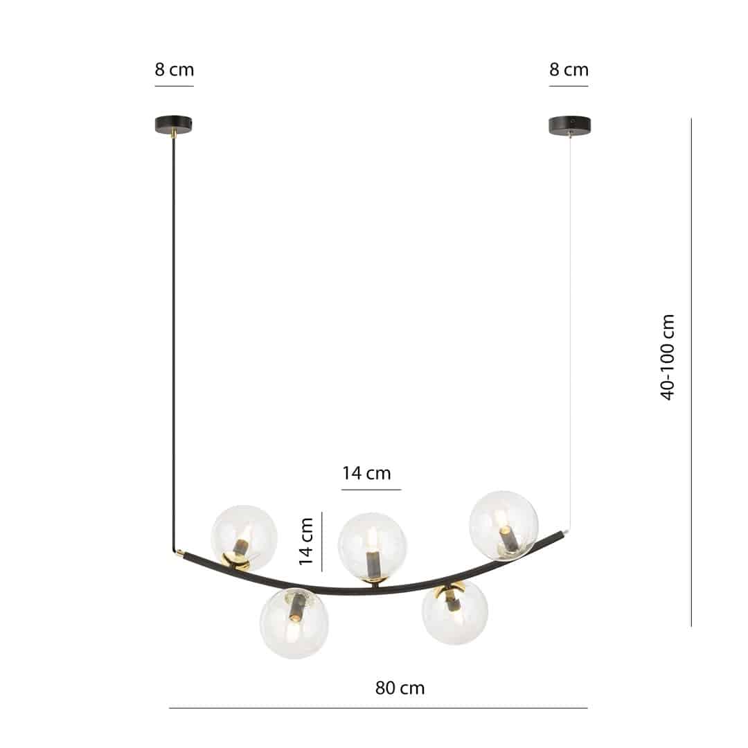 Hanglamp Ritz 8211 Zwart Transparant