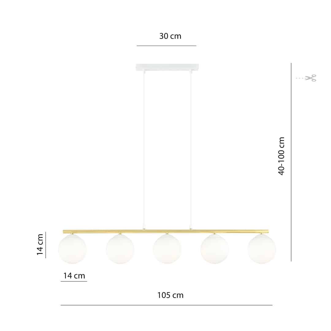 Hanglamp Allora 8211 Wit Opaal Goudkleur