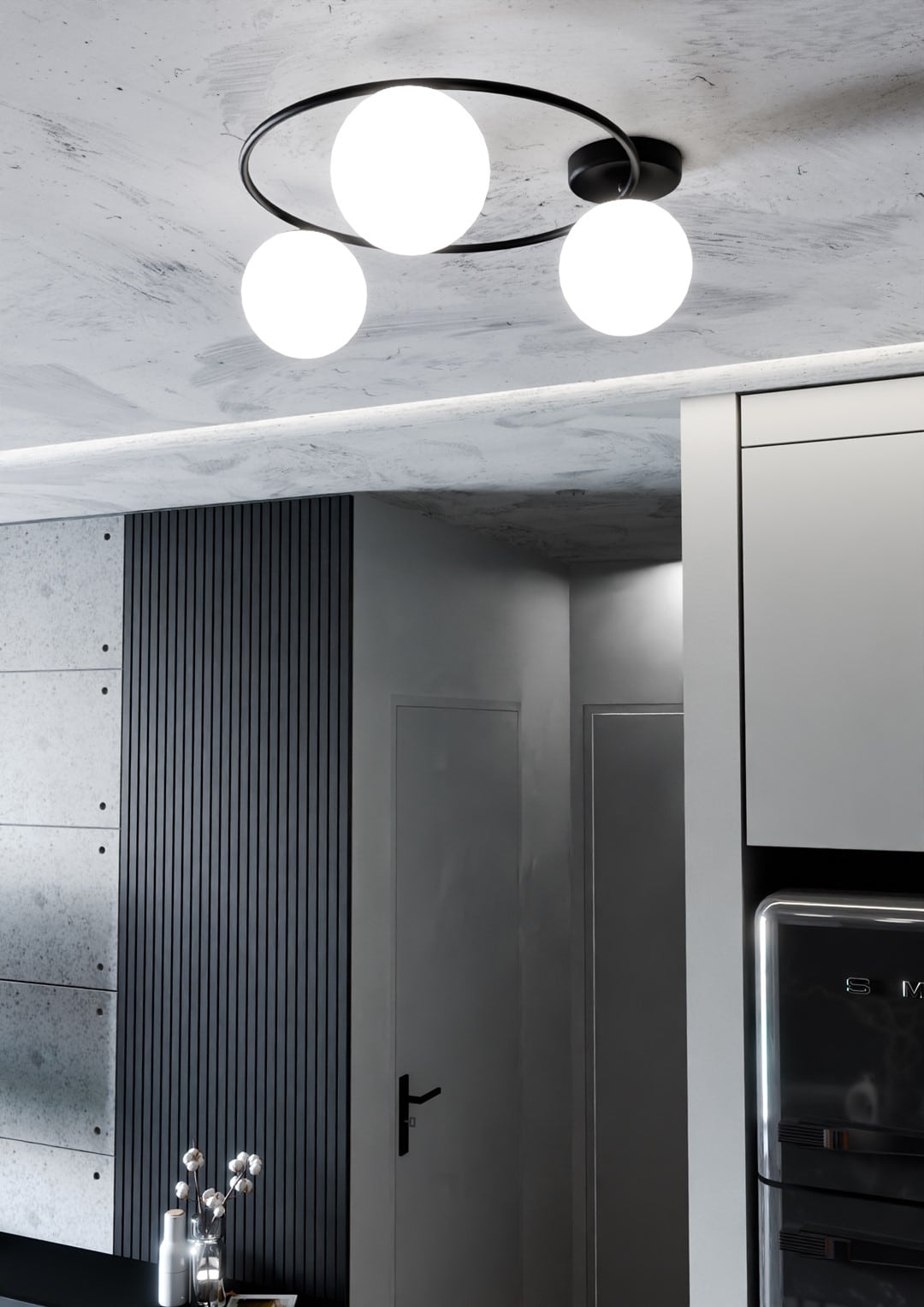 Plafondlamp Sopra 8211 Zwart Opaal Glas