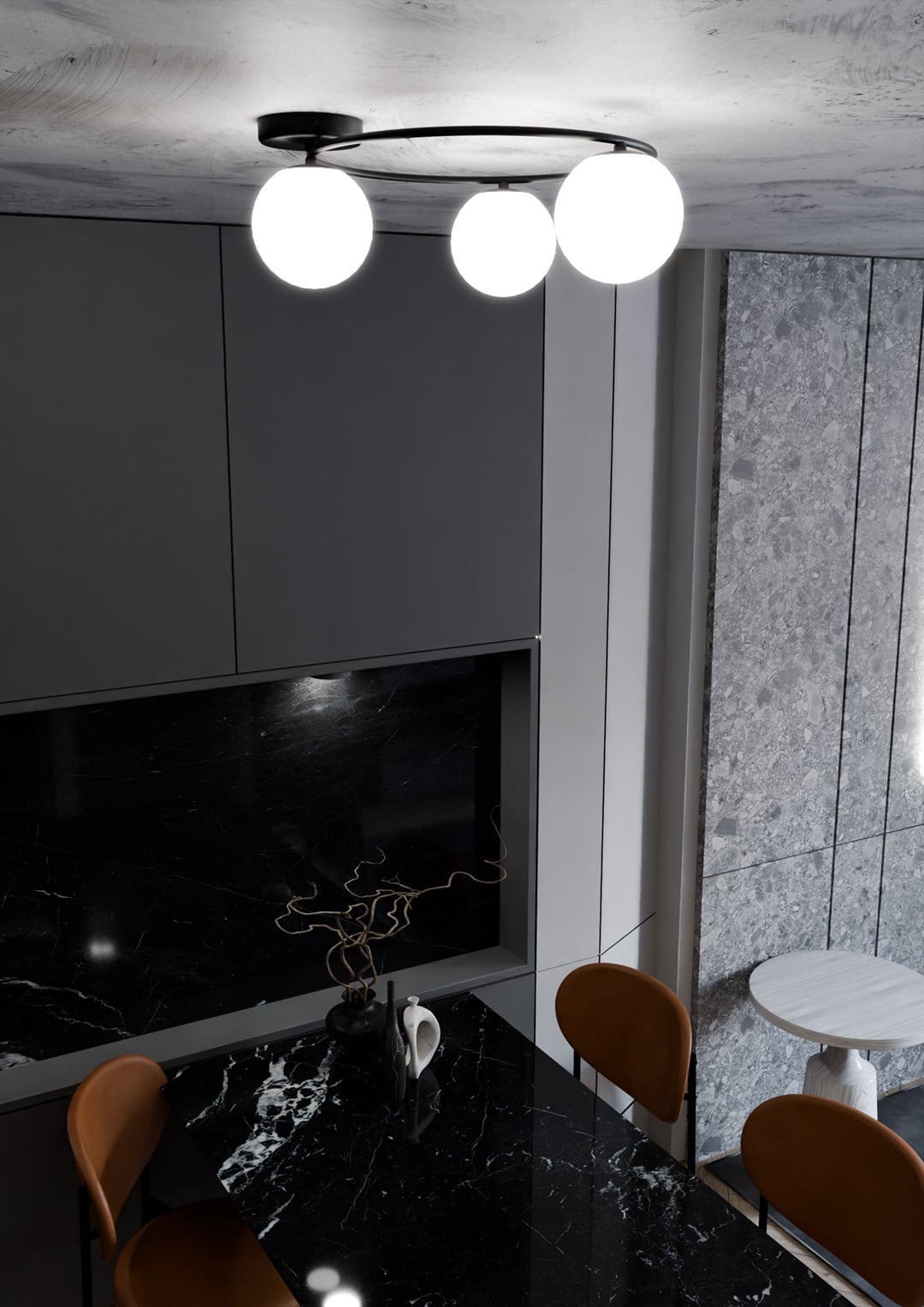 Plafondlamp Sopra 8211 Zwart Opaal Glas