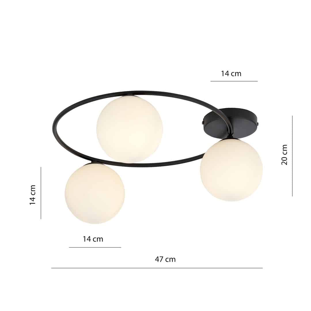 Plafondlamp Sopra 8211 Zwart Opaal Glas