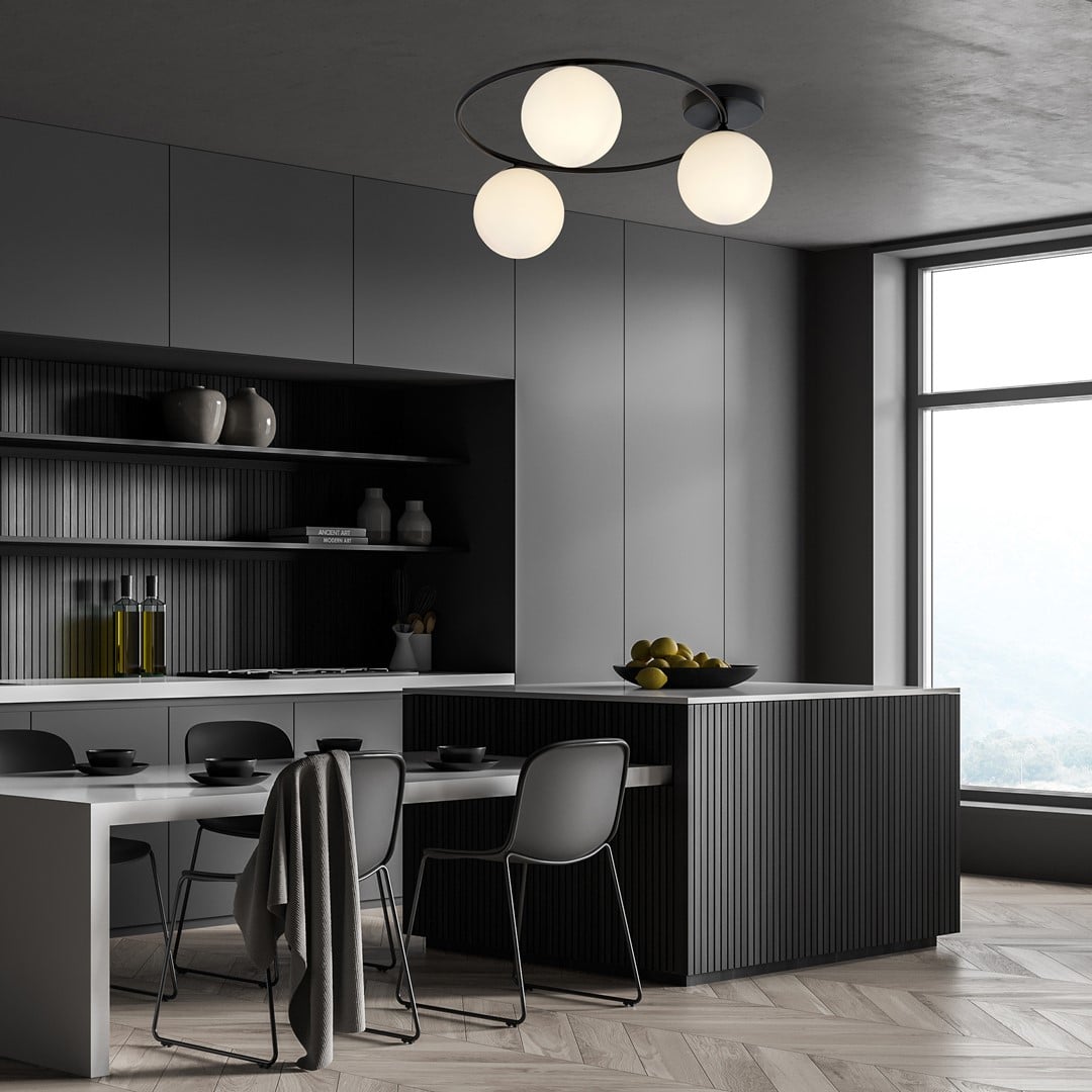 Plafondlamp Sopra 8211 Zwart Opaal Glas