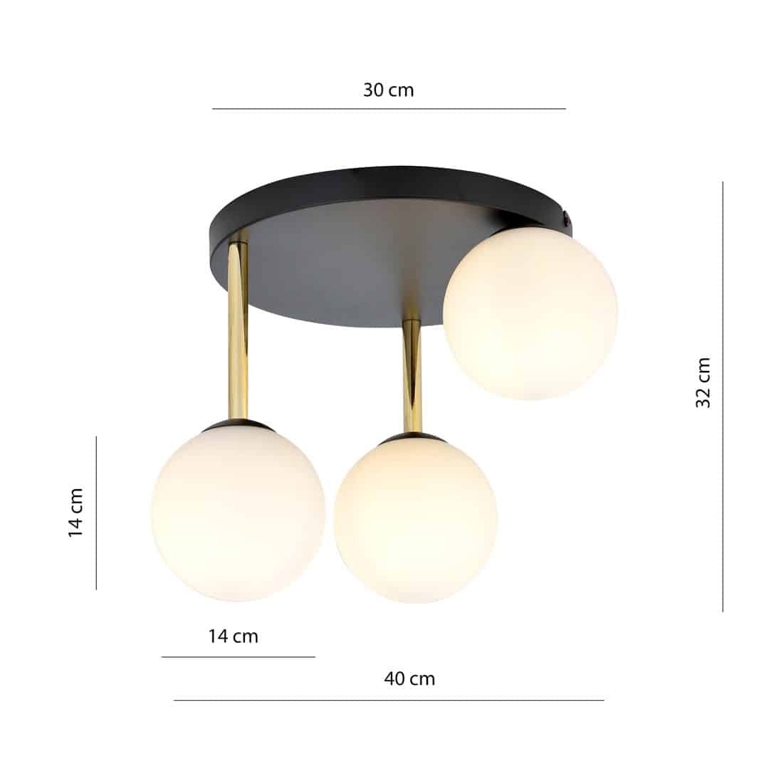 Plafondlamp Dolce 8211 Zwart Opaal Glas