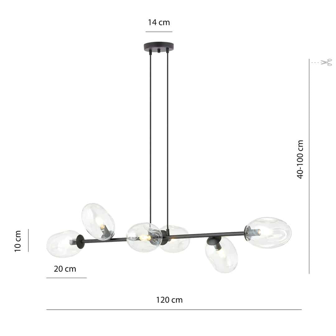 Hanglamp Pandora 8211 Zwart Transparant Glas