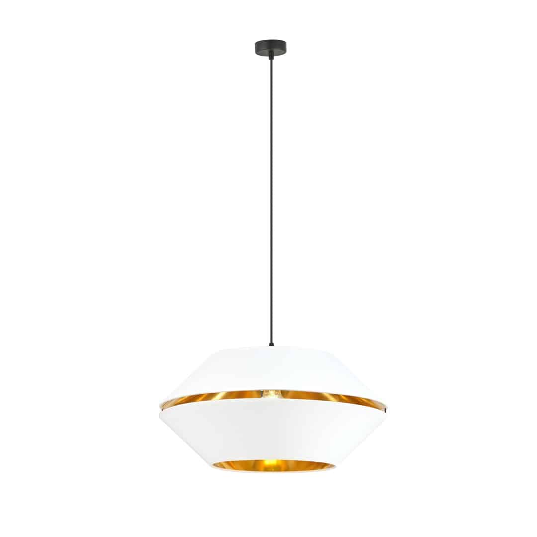 Hanglamp Piano 8211 Wit Goudkleur 8211 Stoffen Kap
