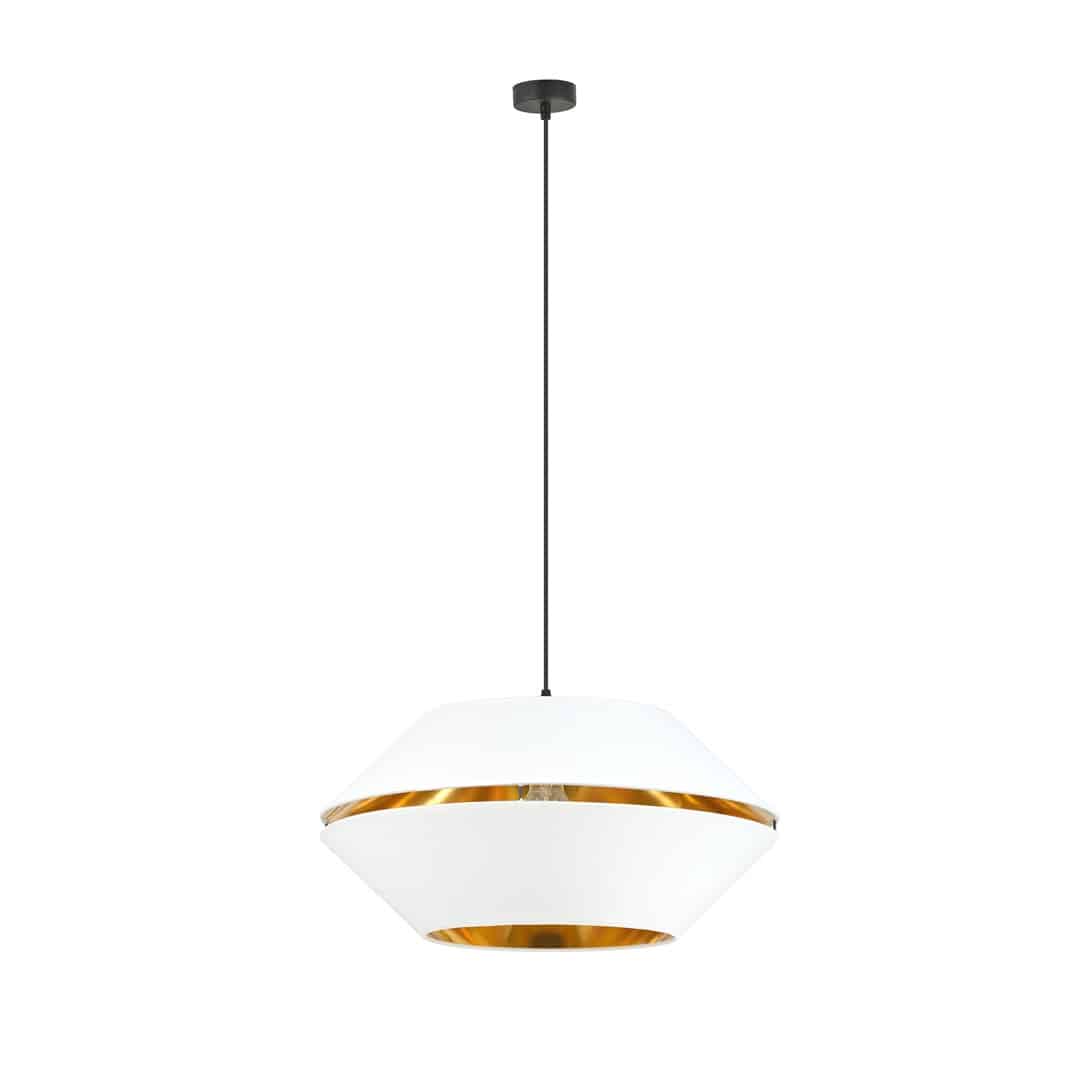Hanglamp Piano 8211 Wit Goudkleur 8211 Stoffen Kap