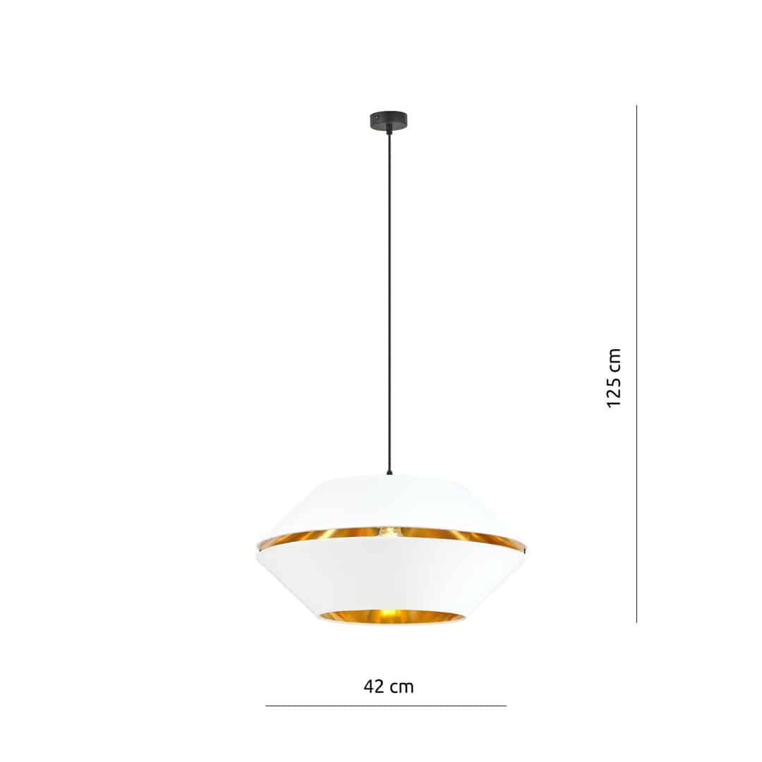Hanglamp Piano 8211 Wit Goudkleur 8211 Stoffen Kap