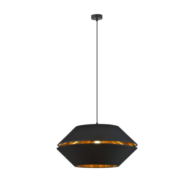 Hanglamp Piano 8211 Zwart Goudkleur 8211 Stoffen Kap