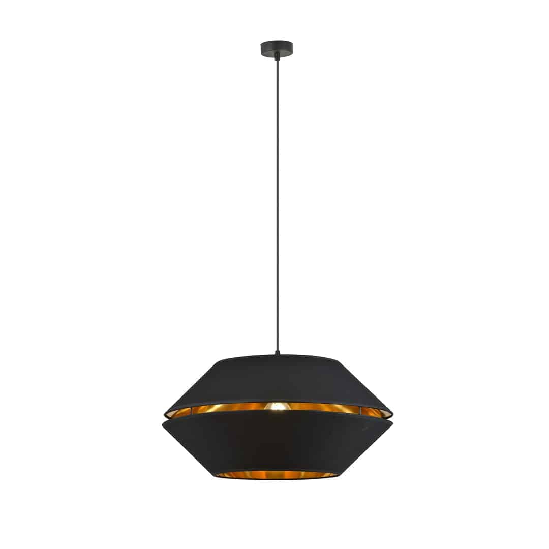 Hanglamp Piano 8211 Zwart Goudkleur 8211 Stoffen Kap