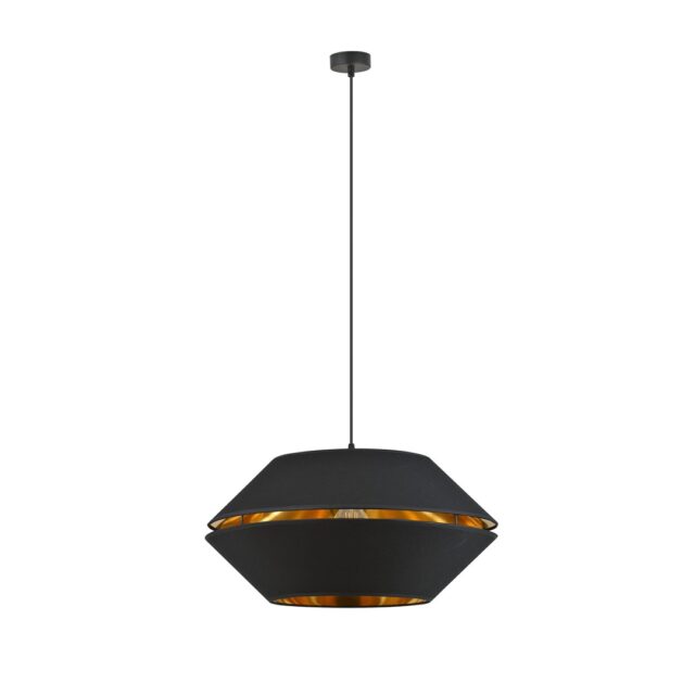 Hanglamp Piano 8211 Zwart Goudkleur 8211 Stoffen Kap