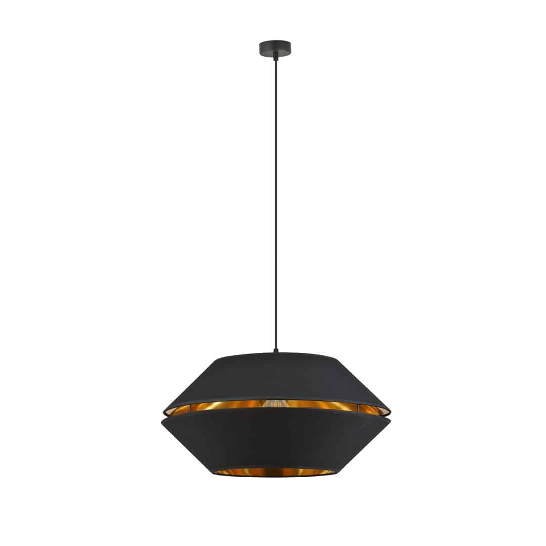 Hanglamp Piano 8211 Zwart Goudkleur 8211 Stoffen Kap