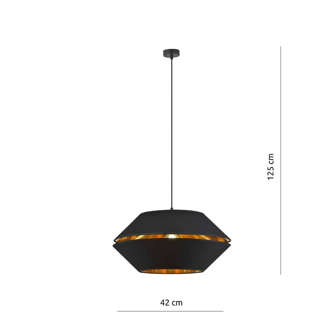 Hanglamp Piano 8211 Zwart Goudkleur 8211 Stoffen Kap