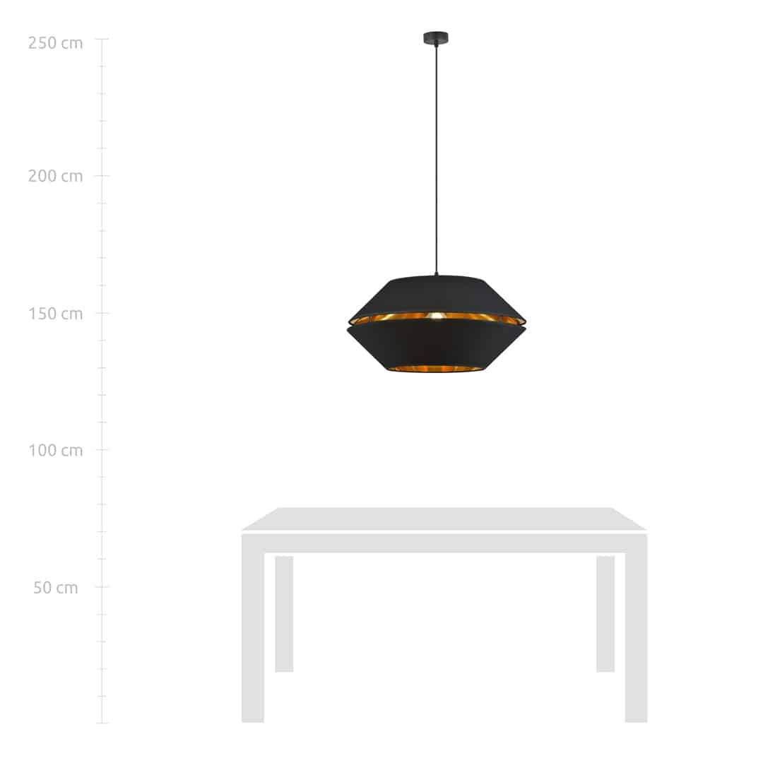 Hanglamp Piano 8211 Zwart Goudkleur 8211 Stoffen Kap