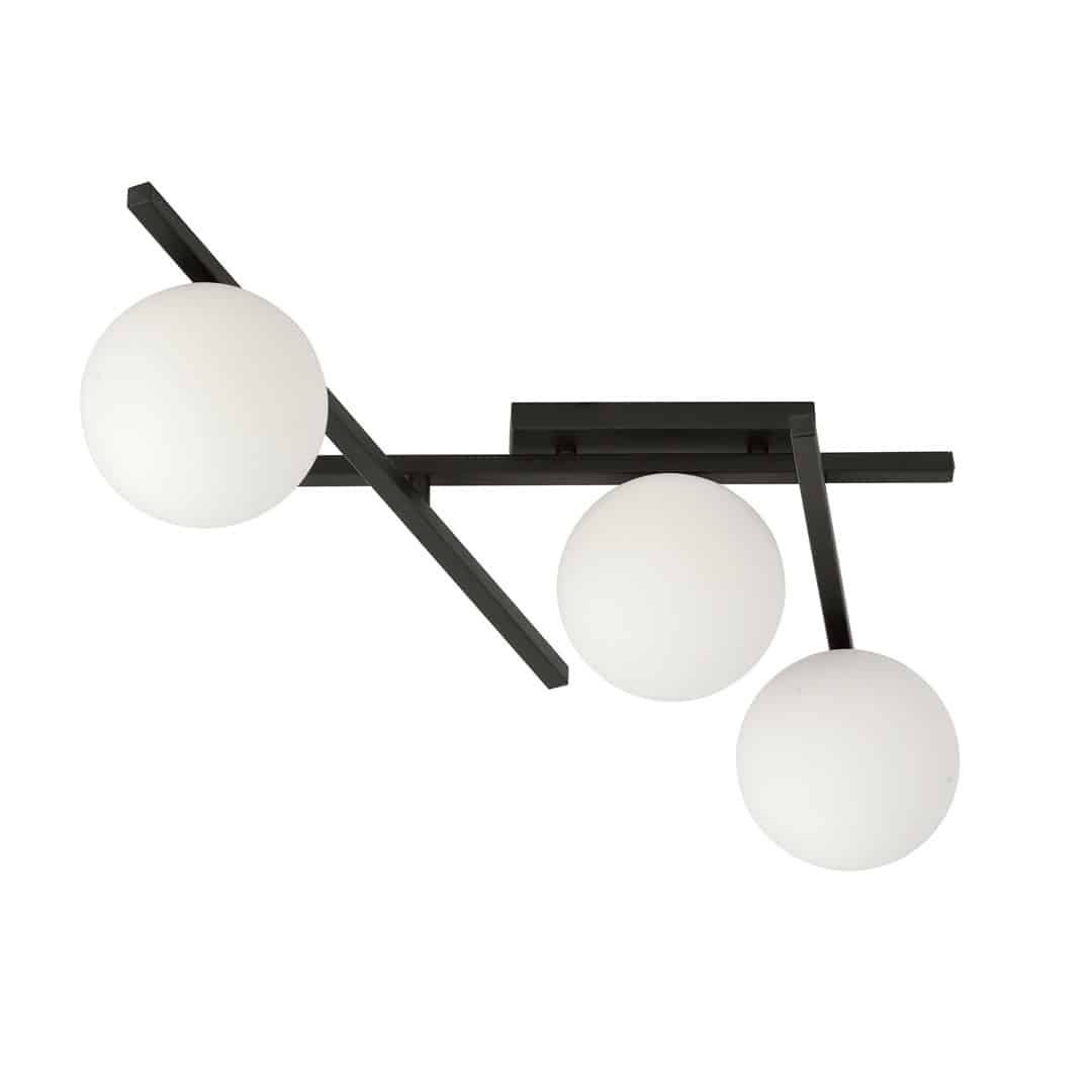 Plafondlamp Smart 8211 Zwart Opaal Glas 8211 3 Lamps