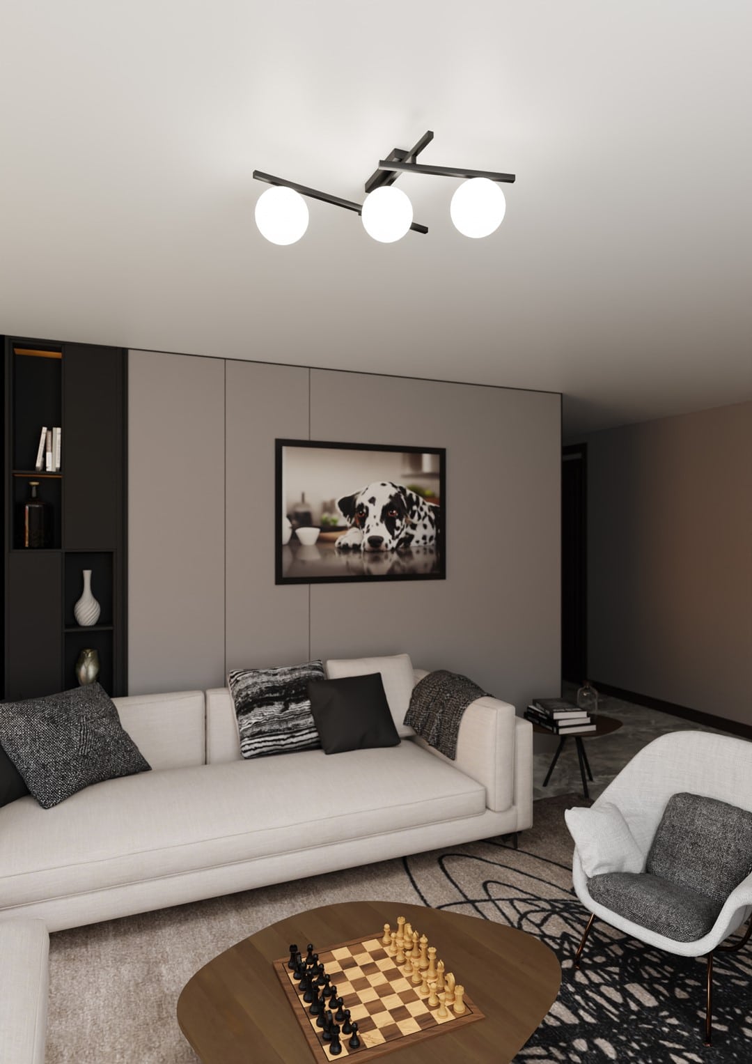 Plafondlamp Smart 8211 Zwart Opaal Glas 8211 3 Lamps