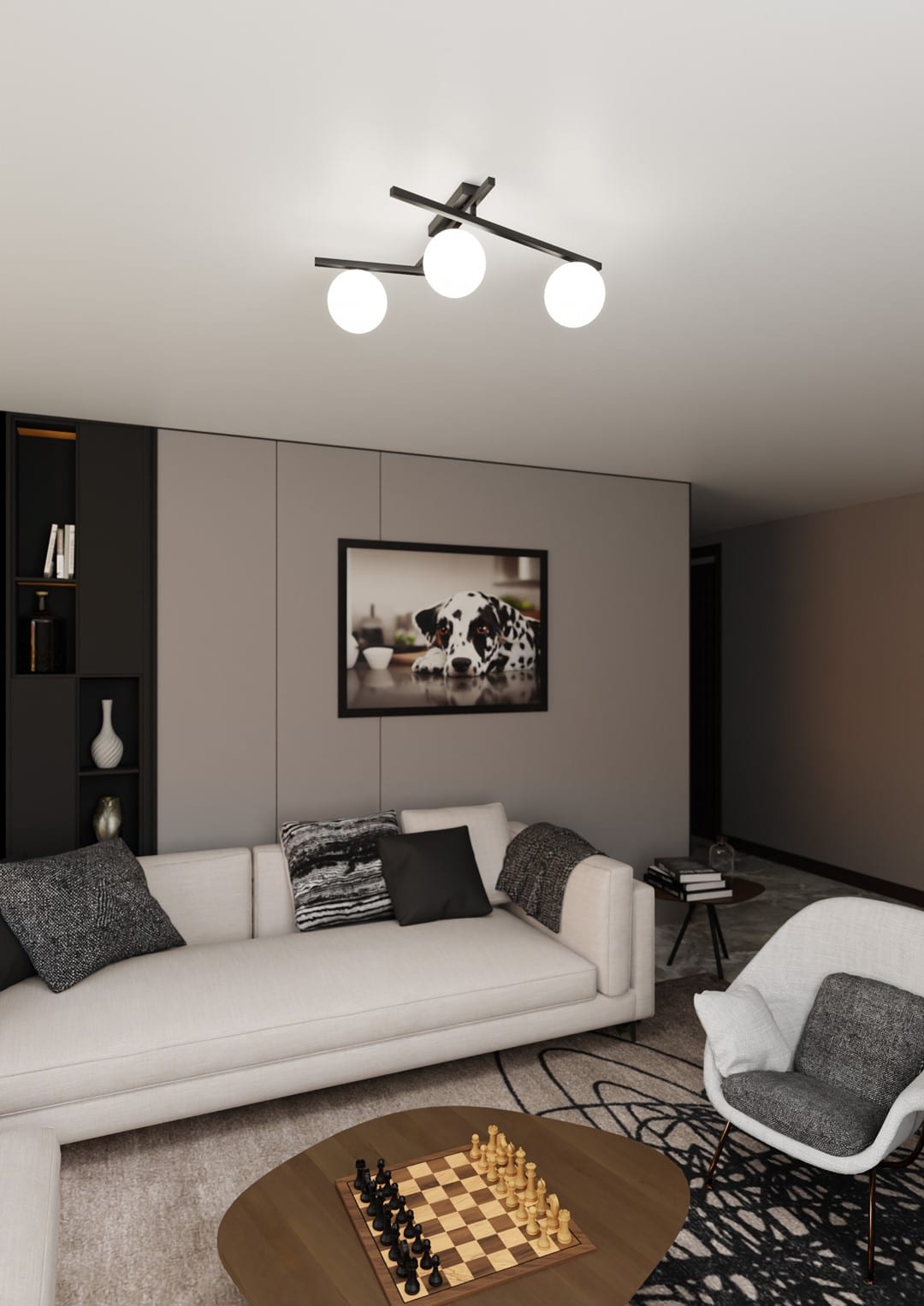 Plafondlamp Smart 8211 Zwart Opaal Glas 8211 3 Lamps