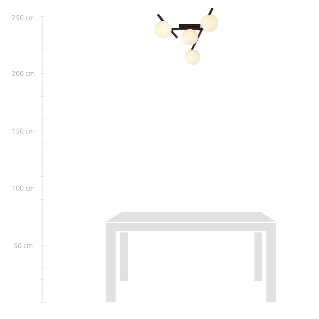 Plafondlamp Smart 8211 Zwart Opaal Glas 8211 4 Lamps