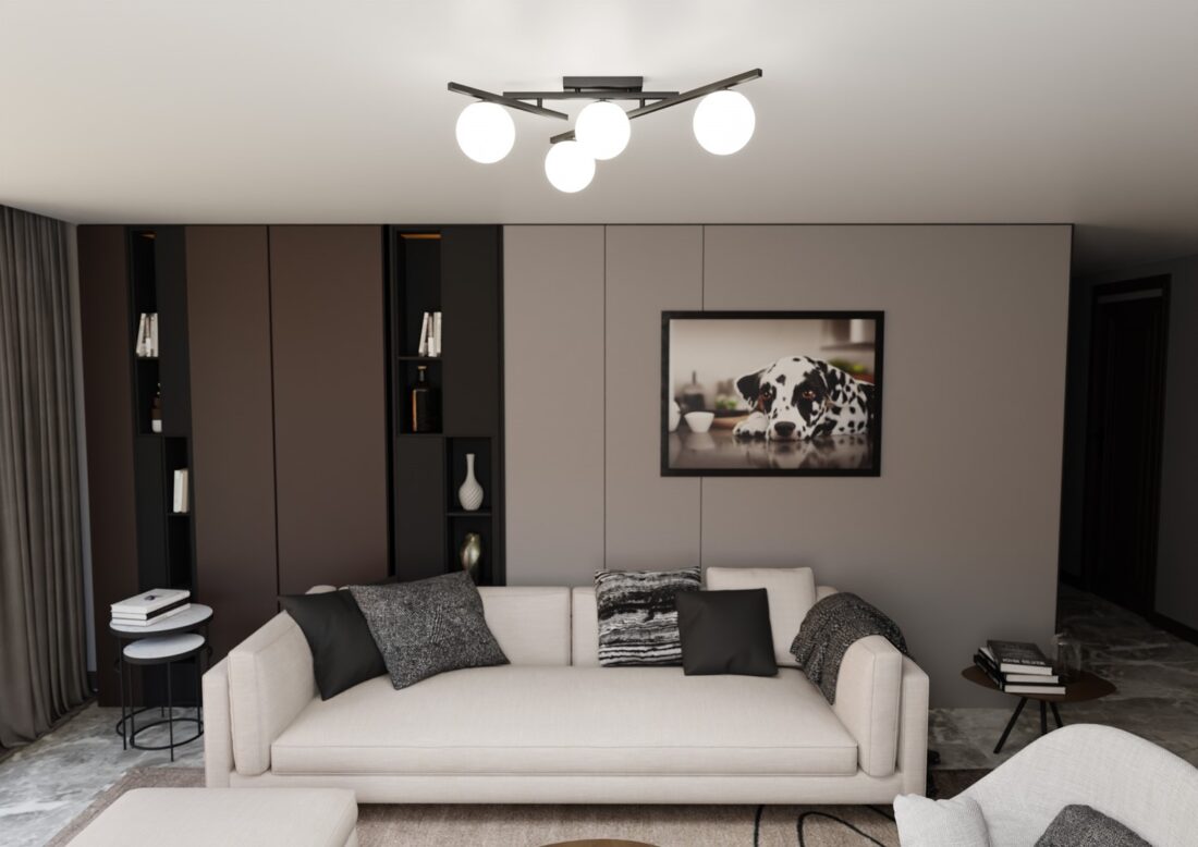 Plafondlamp Smart 8211 Zwart Opaal Glas 8211 4 Lamps