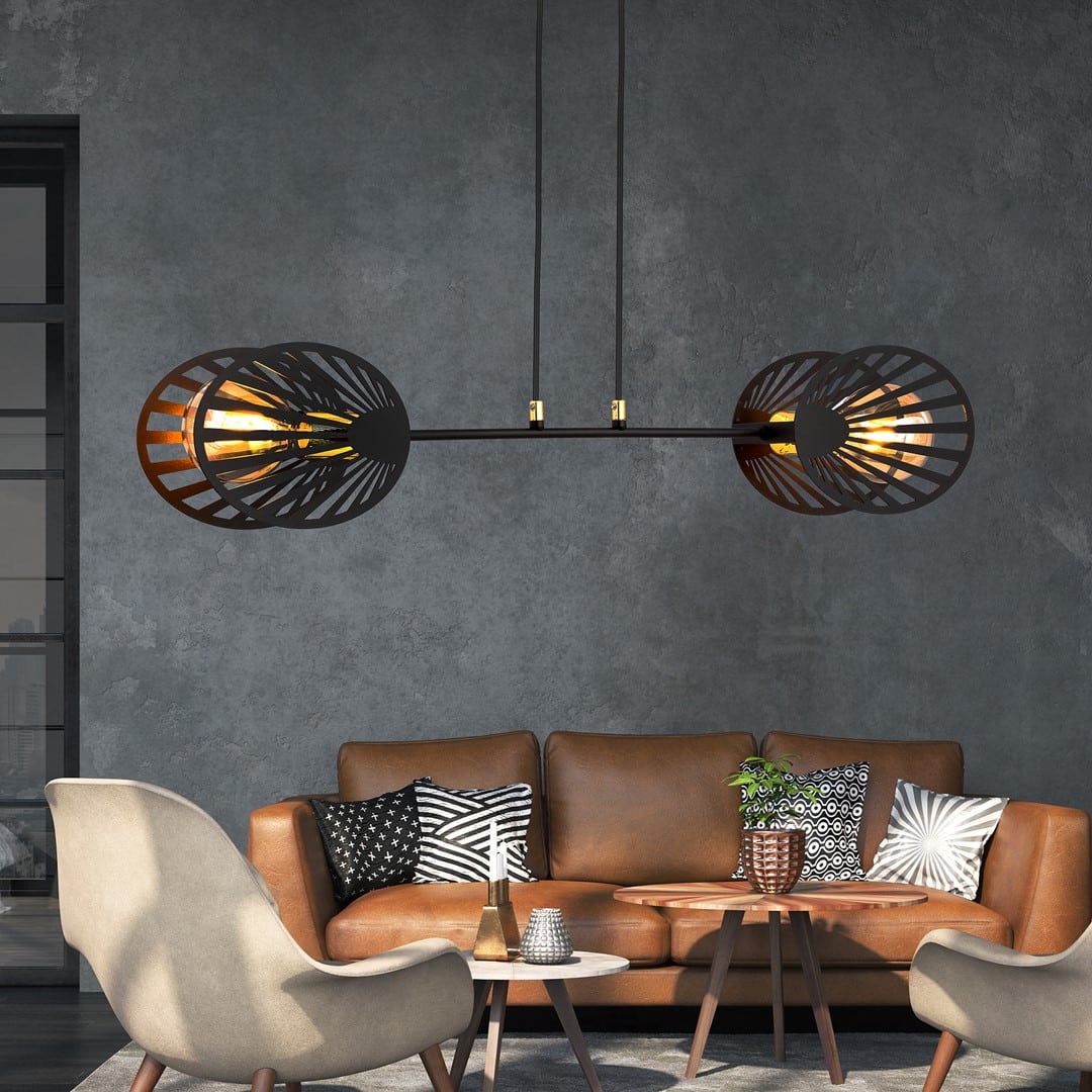Hanglamp Playa 8211 Zwart Goudkleur 8211 2 Lamps