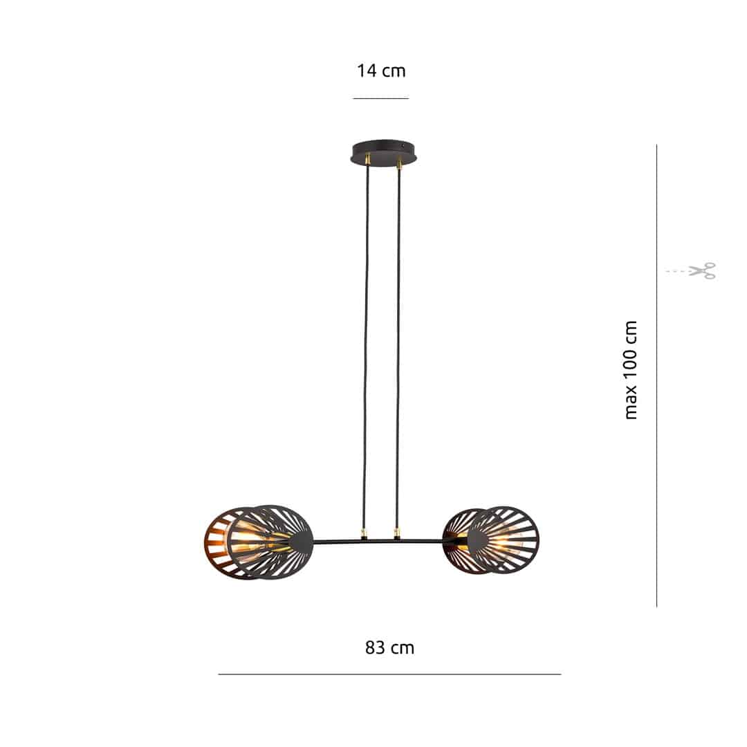 Hanglamp Playa 8211 Zwart Goudkleur 8211 2 Lamps