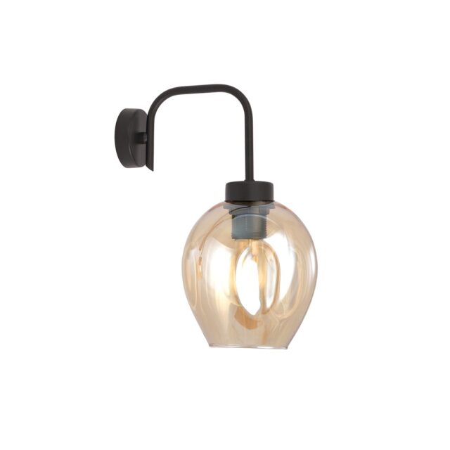 Wandlamp Lukka 8211 Zwart Amber Glas